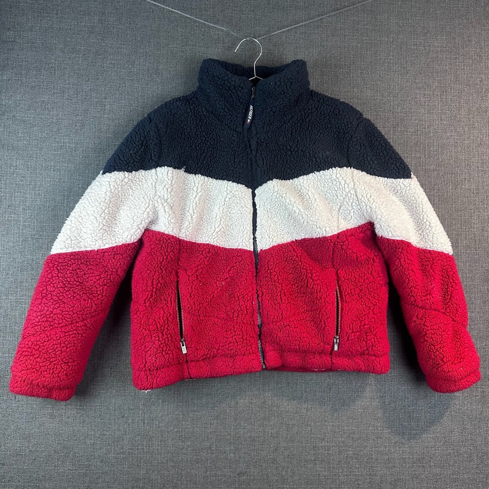 Tommy Hilfiger Sport Colorblock Sherpa Fleece‎ Jacket Zip Up Size L
